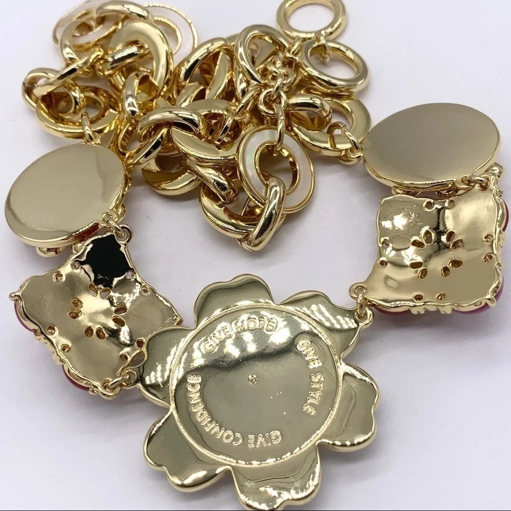 Talbots Flower Link Gold Necklace - Picture 6 of 6